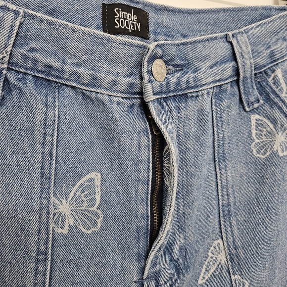 Simple Society Jeans Womens 9/29 Boho Festival Baggy Butterfly Wide Leg Skater - Picture 2 of 9